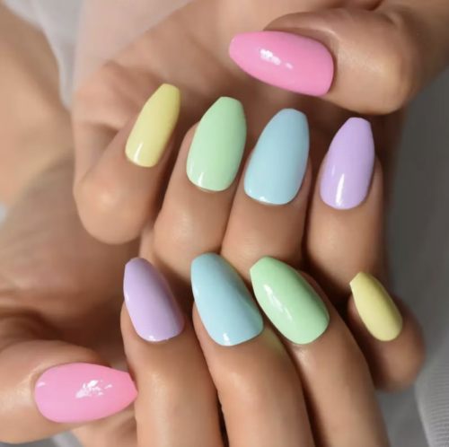 Multicolored nails from Etsy
